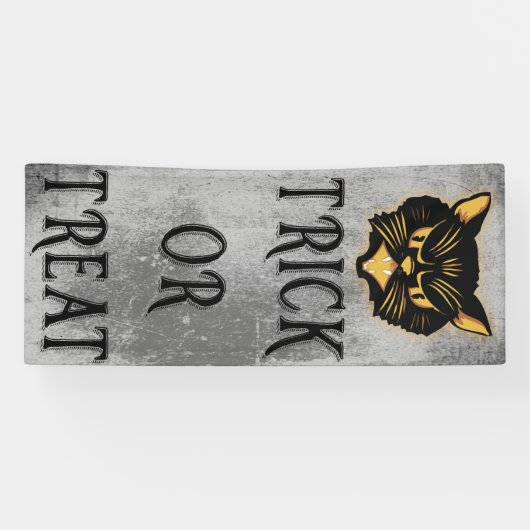 Scowling Black Cat Trick or treat Spandoek (Horizontaal)