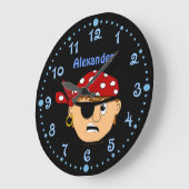 Scowling Boy Pirate Personalized Clock w/ Notulen Grote Klok (Hoek)
