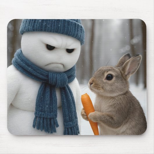 Scowling Snowman With a Bunny Muismat (Voorkant)