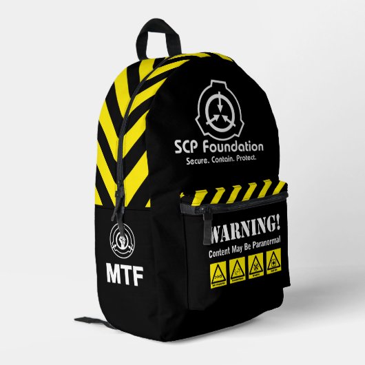 SCP Secure. Contain. Protect. Paranormal Backpack Bedrukte Rugzak (Achterkant Hoek Links)