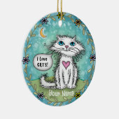 Scraggles Cat Ik hou van katten Keramisch Ornament (Rechts)