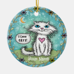 Scraggles Cat Ik hou van katten Keramisch Ornament