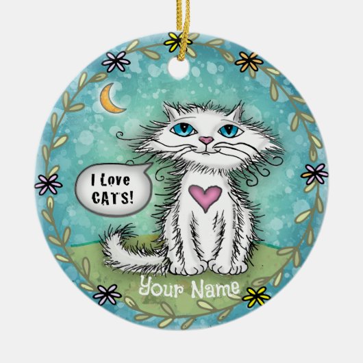 Scraggles Cat Ik hou van katten Keramisch Ornament (Voorkant)