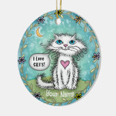 Scraggles Cat Ik hou van katten Keramisch Ornament (Links)
