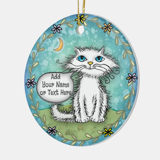 Scraggles Cat Keramisch Ornament (Links)
