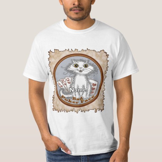 Scraggles Cat Poker Face T-shirt (Voorkant)