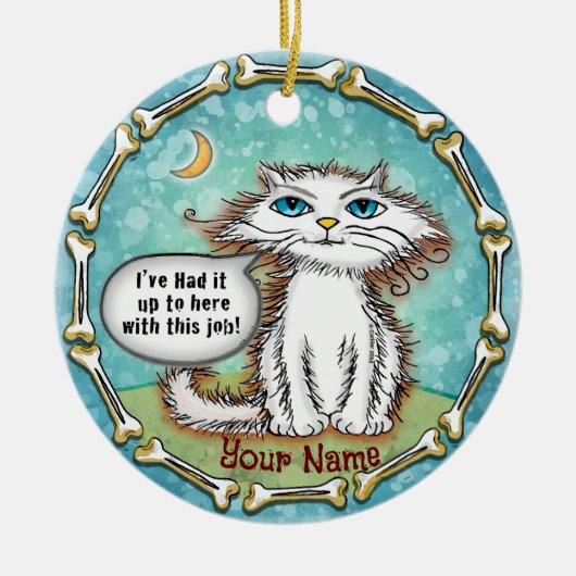 Scraggles Kat Haat Mijn Baan Keramisch Ornament (Voorkant)
