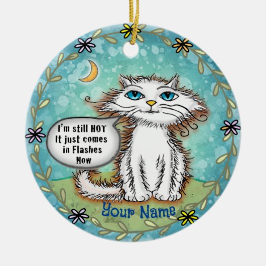 Scraggles Kat Hete Opvlamingen Keramisch Ornament (Voorkant)