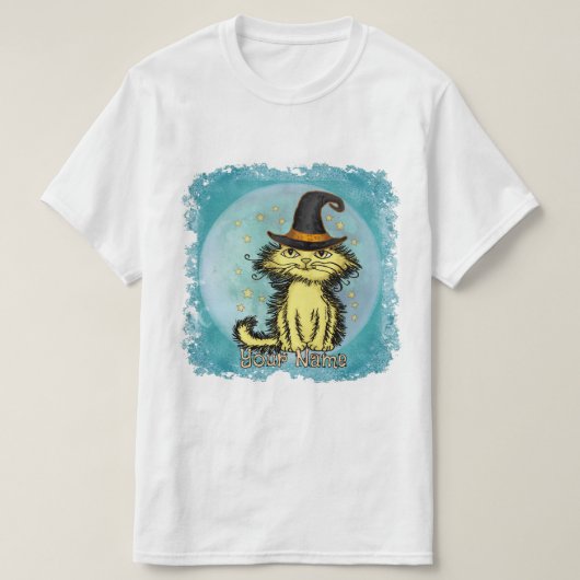 Scraggles Yellow Cat Witch T-shirt (Design voorkant)