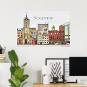Scranton PA-architectuur - Cityscape-Poster Poster (Thuiskantoor)