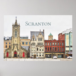 Scranton PA-architectuur - Cityscape-Poster Poster