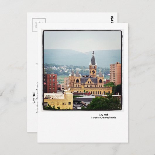 Scranton PA Briefkaart-City Hall-Endless Mountains Briefkaart (Voorkant / Achterkant)