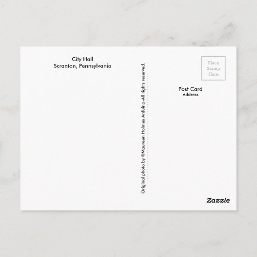 Scranton PA Briefkaart-City Hall-Endless Mountains Briefkaart (Achterkant)