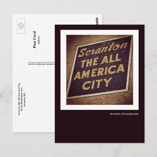Scranton PA-Briefkaart - Het bord van de stad in h Briefkaart (Voorkant / Achterkant)