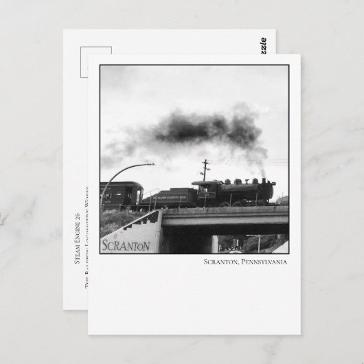 Scranton PA Briefkaart-stoomlocomotief Briefkaart (Voorkant / Achterkant)