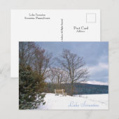 Scranton PA Lake Scranton Post Kaart Winterbank (Voorkant / Achterkant)