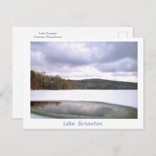 Scranton PA Lake Scranton Post Kaart Winterkleur (Voorkant / Achterkant)