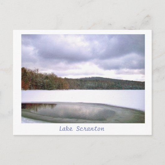 Scranton PA Lake Scranton Post Kaart Winterkleur (Voorkant)