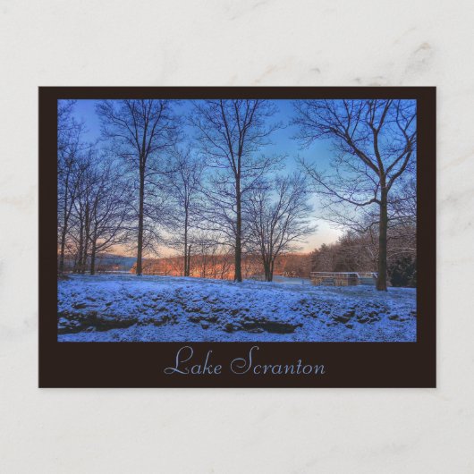 Scranton PA Lake Scranton Post Kaart Winterlicht (Voorkant)
