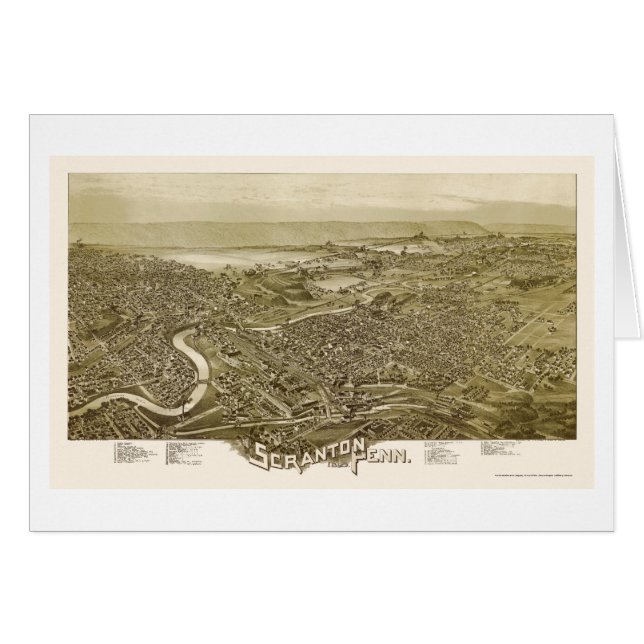 Scranton, PA Panorama Map - 1890 (Voorkant Horizontaal)