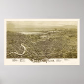 Scranton, PA Panorama Map - 1890 Poster (Voorkant)