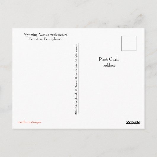 Scranton, PA Post Kaart-Wyoming AVE Architecture Briefkaart (Achterkant)