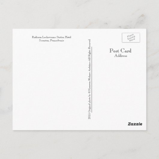 Scranton, PA - Radisson Lackawanna Station Hotel Briefkaart (Achterkant)