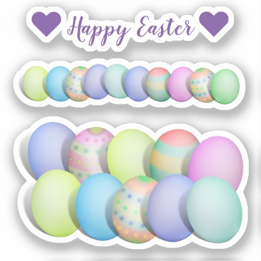 Scrap Boeking Gekleurde Eieren Pasen Sticker (Voorkant)