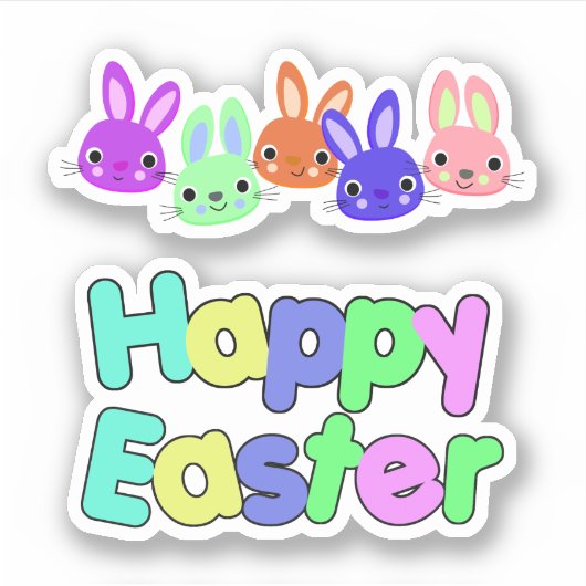 Scrap Booking Bunnies Happy Easter Sticker (Voorkant)