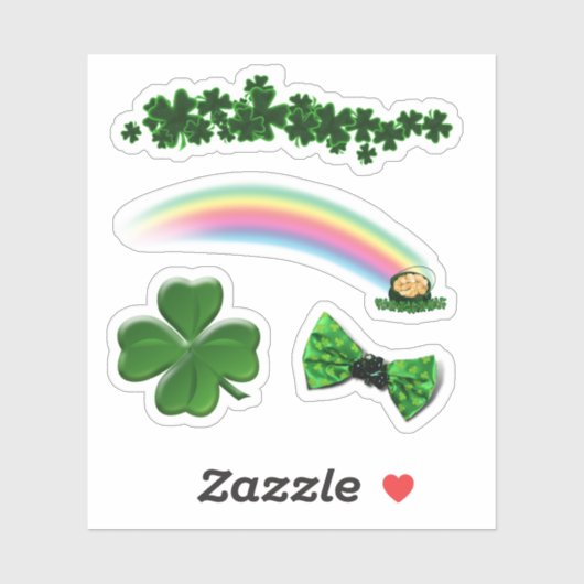 Scrap Booking Clovers Rainbow St. Patrick's Day Sticker (Vel)