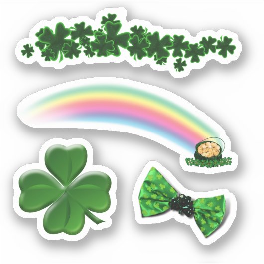 Scrap Booking Clovers Rainbow St. Patrick's Day Sticker (Voorkant)