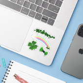 Scrap Booking Clovers Rainbow St. Patrick's Day Sticker (Laptop met iPhone)
