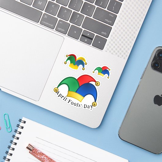 Scrap Booking Jesters Pet April Fools Day Sticker (Laptop met iPhone)