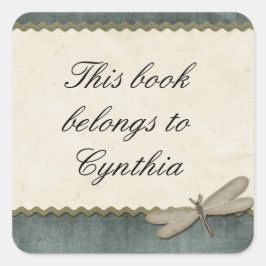 Scrap Green Dragonfly en Lint gepersonaliseerd Vierkante Sticker