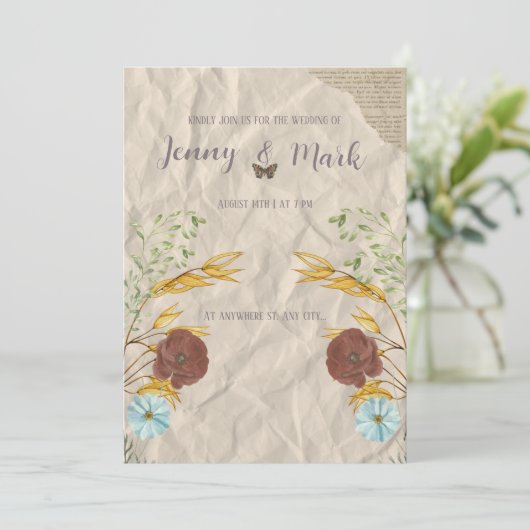 Scrapbook bruiloft uitnodiging (Staand voorkant)