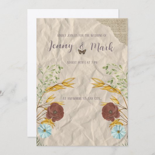 Scrapbook bruiloft uitnodiging (Voorkant / Achterkant)