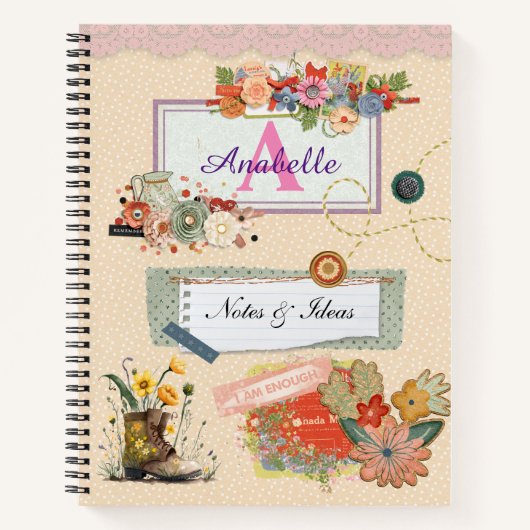 Scrapbook collage handgemaakte stijl monogram op m notitieboek (Voorkant)