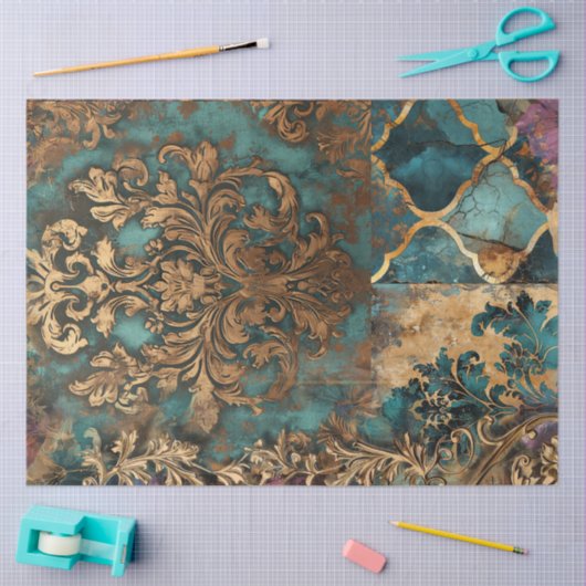 Scrapbook Damask Collage Patina Tissuepapier (Craft)