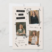 Scrapbook Doodles 3-Photo Snapshot Graduation Aankondiging (Voorkant)