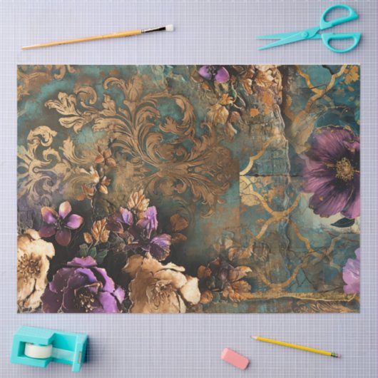 Scrapbook Embossed Damask & Bloemen Collage Tissuepapier (Craft)