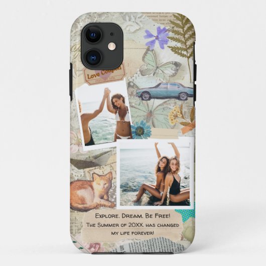  Scrapbook Fotocollage gepersonaliseerd Case-Mate iPhone Case (Achterkant)