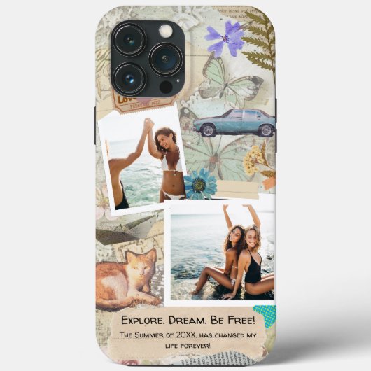  Scrapbook Fotocollage gepersonaliseerd Case-Mate iPhone Case (Achterkant)