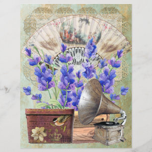 Scrapbook Lavendel Lace Fan Gramophone