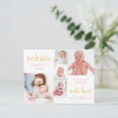 Scrapbook Love Editable Color Birth Announounding Briefkaart (Staand voorkant)