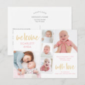 Scrapbook Love Editable Color Birth Announounding Briefkaart (Voorkant / Achterkant)
