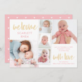 Scrapbook Love Editable Color Birth Announounding Feestdagenkaart (Voorkant / Achterkant)