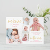 Scrapbook Love Editable Color Birth Announounding Feestdagenkaart (Staand voorkant)
