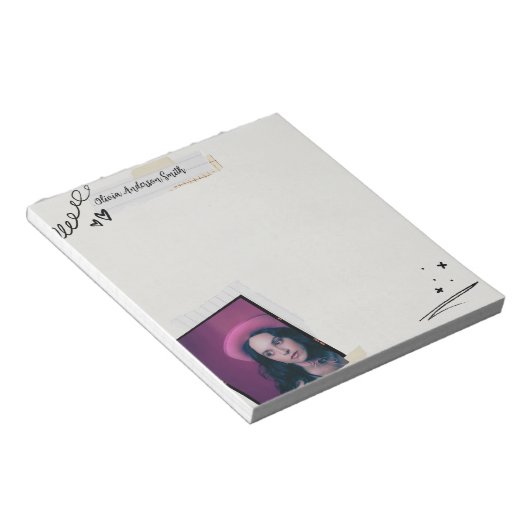 Scrapbook Notepad | Custom Photo & Name Gift Notitieblok (Schuin)