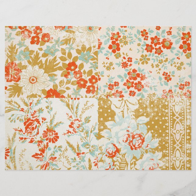 Scrapbook paper Distsed Floral Junk Journal (Voorkant)