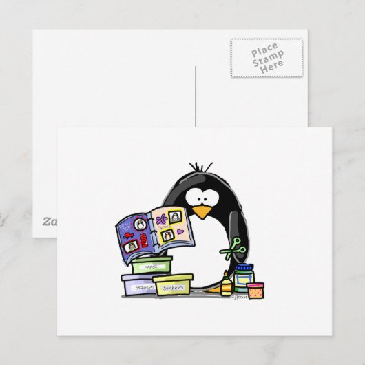 Scrapbook Penguin Briefkaart (Voorkant / Achterkant)